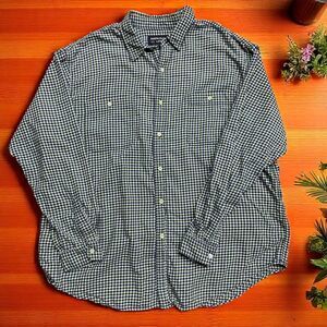 Abercrombie & Fitch Vintage Plaid Green Blue Button Front Shirt Flannel Mens L